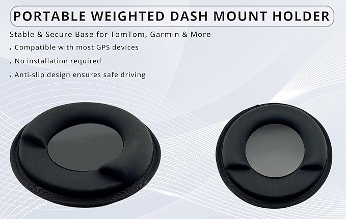 – Car Dashboard Mount | Soft Nylon, Metal Round Mount Dashboard | Weighted Sandbag Base with Magnetic Mount Option | Ideal for Phone Holders, Dash Cams, Cars, Trucks & Rvs | Black - 1 lb