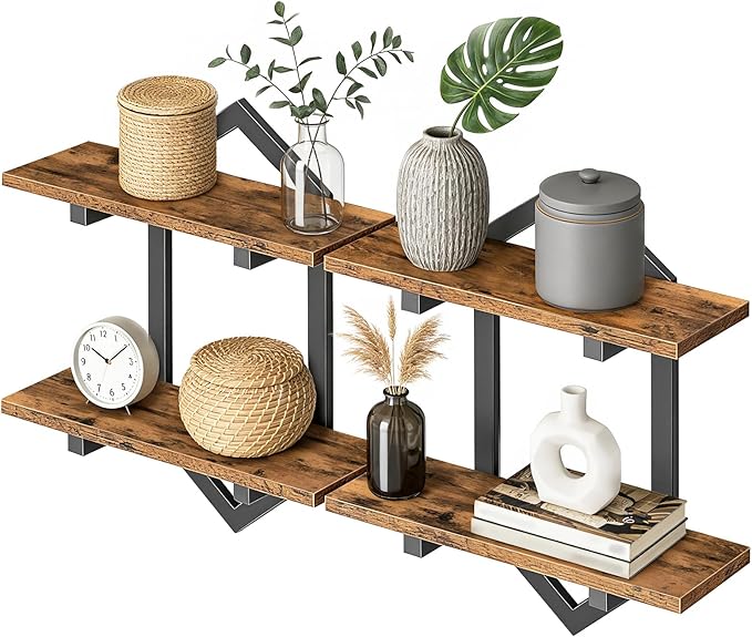 HOOBRO Floating Shelf and Console Table, 15 Inch Wall Shelf Set of 2, 31.5" Height Entryway Table with Storage Shelf, BF13BJP