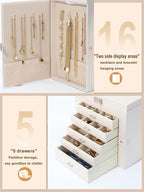 BOOVO Jewelry Box For women, 6 Layer Large Jewelry Organizer With Mirror, Multi-Function Storage Box With Lock, Accessory Hol