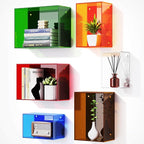Acrylic Floating Shelves for Wall, Wall Mounted Square Cube Shelf for Bedroom Living Room Bathroom Kitchen, Storage Shelf Dis