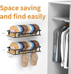 Natural Wood Hat Racks for Baseball Caps Peaked Caps Wall Hat Organizer Fit 40 Caps Holder, 2 Packs Sturdy Wall Mounted Snapb