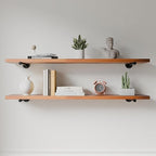 Industrial Pipe Wall Wood Shelves,Real Wooden Shelves 55" in Special Brown Color with 1.2" Extra Thickness, Modern Floating S