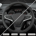West Llama Customized Auto Car Steering Wheel Cover for Chevy 14.5-15 inches, Steering Wheel Cover for Chevrolet (Black - Sta