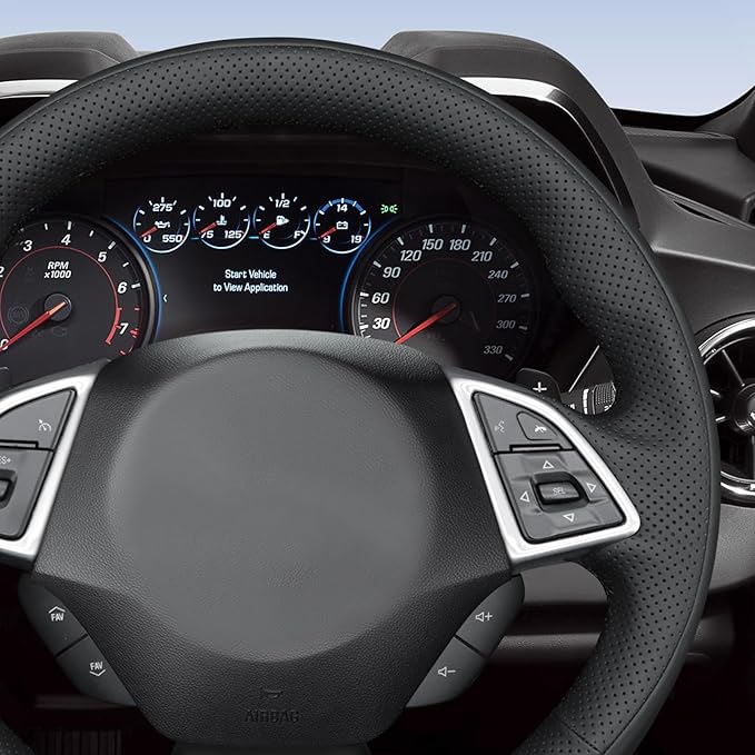 MEWANT Hand Sewn 3D Style Steering Wheel Cover Wrap for Chevrolet Camaro 2017-2022 Steering Wheel Accessories for Chevrolet Camaro 2017-2022