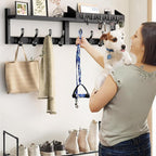 Evermagin 35" Coat Rack Wall Mount with Shelf, 4 in 1 Coat and Key Hanger with 13 Metal Hooks, Entryway Wall Mounted Shelf wi
