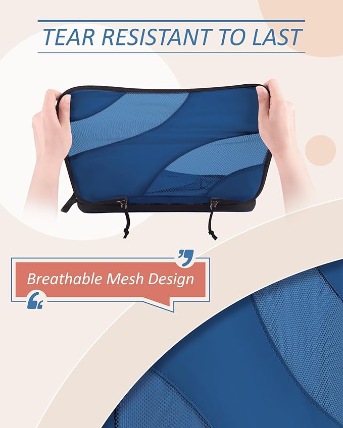 BAGSMART Compression Packing Cubes, 6 Set/4 Set/2 Set Travel Packing Cubes for Carry on Suitcases, Compression Suitcase Organ