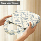 Small Storage Basket Organizer, Mini Fabric Floral Storage Baskets with Handle, Quilted Portable Collapsible Storage (Vine-Bl