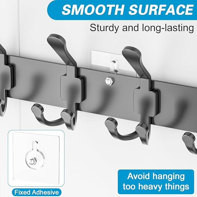 Over The Door Hooks Organizer, Door Hanger Towel Rack with 2 Baskets, Adjustable Over The Door Coat Rack, Back of Door Storag