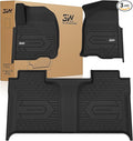 3W Floor Mats Fit for 2019-2025 2026 Chevy Silverado/GMC Sierra Denali 1500 & 2020-2025 2026 GMC Sierra 2500/3500 HD Crew Cab TPE All Weather Floor Liner, Fit For 2nd Row with Factory Carpeted Storage