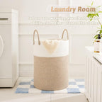 Artfeel Laundry Basket,Woven Cotton Rope Laundry Hamper,60L for Decor Storage of Dirty Clothes,Toys and Blankets in Bathroom,