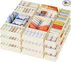 DIMJ Drawer Organizer Clothes, 30 Pack Dresser Organizer, Foldable Closet Organizers and Storage, Fabric Dresser Bins, Drawer