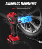 AVID POWER Tire Inflator Portable Air Compressor,20V Cordless Tire Pump, Rechargeable Air Pump for Car Tires and other Inflatables (Red)