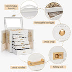 AKOZLIN 6-Tier Jewelry Box Organizer Functional 5 Drawers Leather Jewelry Storage Case for Women Girls Ring Necklace Earring 