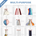 TOPIA HANGER Hoodie Hangers 4-Pack with 6 Cedar Balls, 360°Swivel Purse Hanger, Scarf Hanger, Closet Hooks, Handbag Organizer