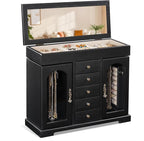 Miratino Jewelry Box for Women Girls, Wooden Jewelry Organizer Box with Mirror, 5 Layer Jewelry Storage Case Display for Neck