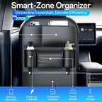 Backseat Car Organizer Leather Back of Seat Car Organizers for Drivers with Large Capacity 6 Storage Pockets Waterproof Kick Mats Seat Back Protector, 2 Pack