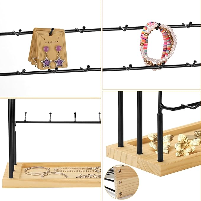 Jewelry Display for Vendors,6 Tiers 42 Hooks Earring Rack Display Holder Stand, Earring Organizer Holder for Necklaces Rings 