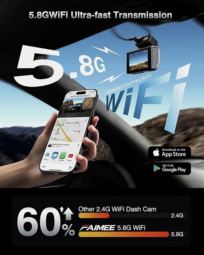 2-Channel Dash Cam with 24H Parking Monitor, 4K+2K Front and Rear, Built-in GPS, Night Vision, G-Sensor, WDR, 170° Wide Angle