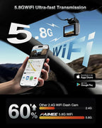 2-Channel Dash Cam with 24H Parking Monitor, 4K+2K Front and Rear, Built-in GPS, Night Vision, G-Sensor, WDR, 170° Wide Angle