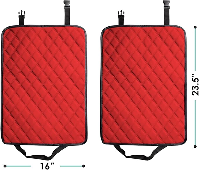 FH Group 2-Pack Diamond Stitched Faux Leather Back Seat Kick Protectors, Heavy Duty Car Kick Mat for Kids Waterproof Protecti