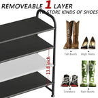 INGIORDAR Shoe Rack 4 Tier Long Storage Organizer Wide Metal Shoe Shelf for Closet Entryway Black