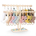 POVETIRE Headband Holder Stand Storage for Baby, 2 Tier Wooden Bow Organizer for Girls Hair Bows, Infant Hair Accessories Rac
