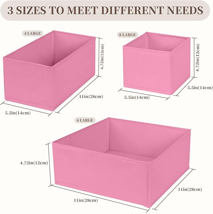 Drawer Organizer Clothes, 16 Pack Dresser Organizer Bins, Foldable Closet Organizers and Storage Fabric Dresser Bins, Shallow