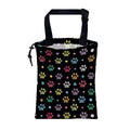 Car Garbage Bag Colorful Paw Prints and Diamond Drawstring Car Trash Bag Hanging for Back Seat with Adjustable Buckle Canvas Vehicle Trash Can Easy-to-Install