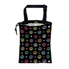 Car Garbage Bag Colorful Paw Prints and Diamond Drawstring Car Trash Bag Hanging for Back Seat with Adjustable Buckle Canvas Vehicle Trash Can Easy-to-Install