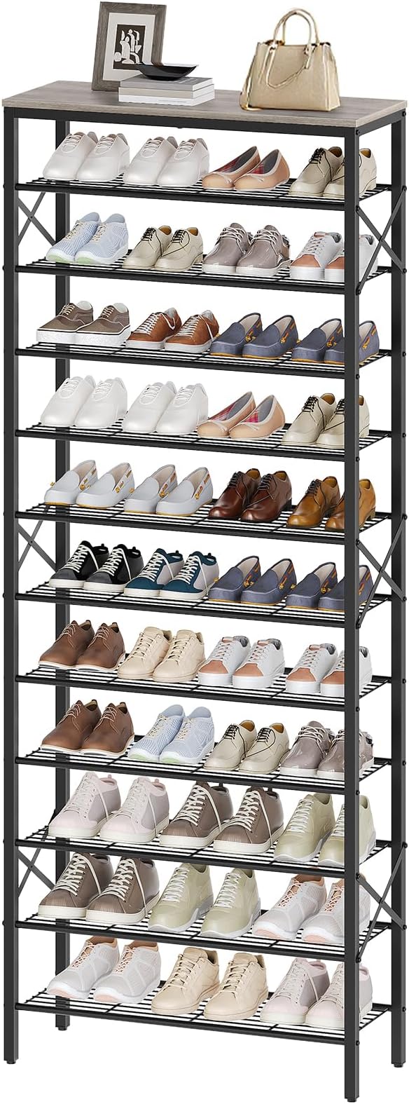 YATINEY 12 Tier Shoe Rack, Large Capacity Shoe Storage Organizer Holds 48 Pairs, Sturdy and Stable, for Entryway, Hallway, Cl