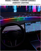 for Tesla LED Car Ambient Lighting Strip Model Y Juniper Model 3 Highland Accessories 2017-2026 Dashboard Windshield Interior LED Light Strip Waterproof Decoration Atmosphere Ambient Lighting