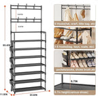 Shoe Rack 7 Tier Shoe Organizer Storage 21-28 Pairs Closet Shoes Rack for Front Door Entrance Shoe Rack Organizer with Hooks 