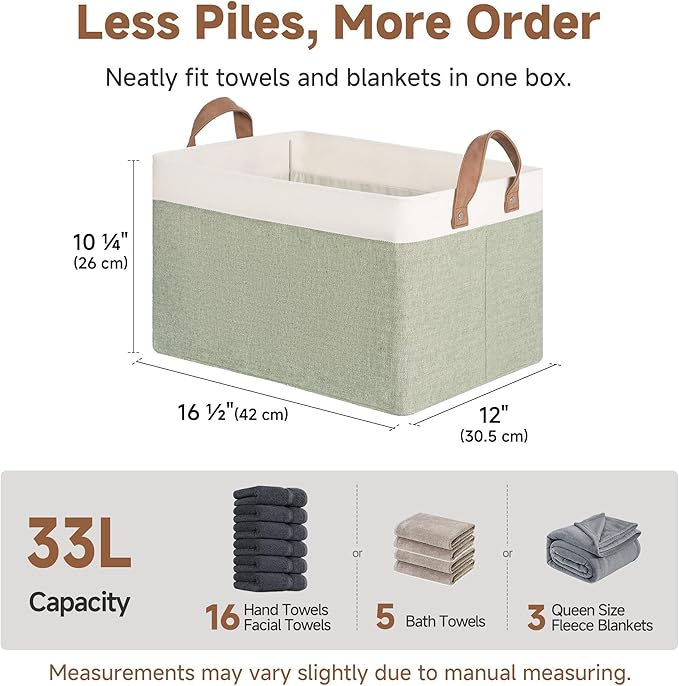 StorageWorks Storage Bins, Fabric Storage Bins for Shelves, Large Storage Baskets with Metal Frame, Closet Baskets and Bins w