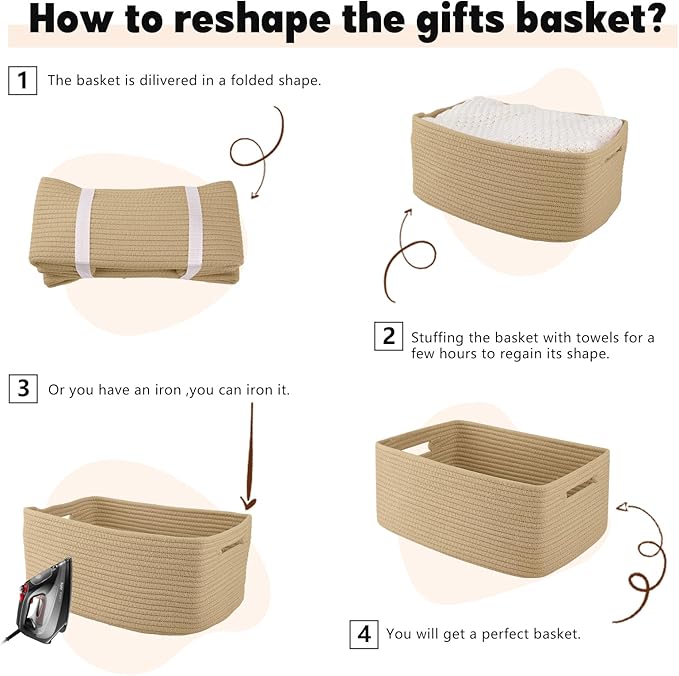 OIAHOMY Storage Basket for Shelves, Closet Cube Storage Bins Baskets for Clothes Blanket Towels, Baby Nursery, Toy Baskets Bo