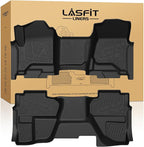 LASFIT Floor Mats 2014-2018 for Chevy Silverado/GMC Sierra 1500, 2015-2019 2500HD 3500 HD, Double Cab Only, 1st Row Bench Seat, All Weather TPE Custom Fit Car Floor Liners, with Carpet Floor Only