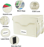 DocSafe Fireproof Document Box with Lock,File Storage Organizer with Zipper Pockets,Collapsible Portable File Box Home Office