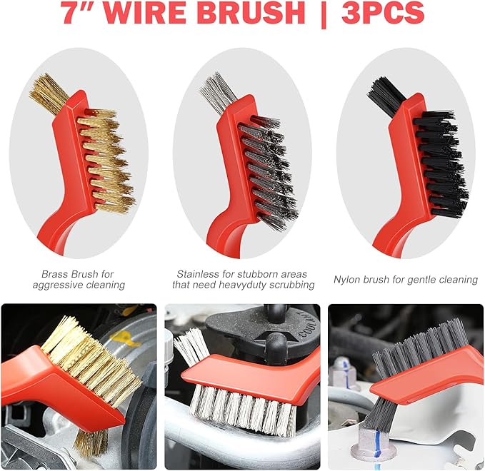 DNA Motoring 25pcs Car Detailing Brush Set, Car Detailing Kit, Interior Kit with Drill Brush Set, Windshield Cleaning Tool, P