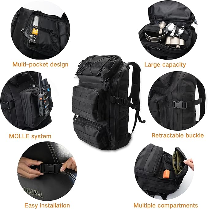 Universal Tactical Vehicle Back Seat Organizer Tactical Backpack with Multi-Pockets MOLLE Backpack