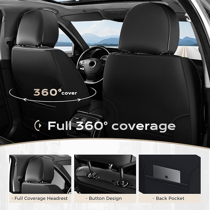 Coverado Car Seat Covers, Front Covers for Cars, Car Seat Cover Front Seats, Automotive Seat Cover, Waterproof, Leather Car S