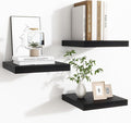 Fun Memories Floating Shelves for Wall - 9.3 Inch Square Shelves with Invisible Brackets, Black Small Wall Shelf for Living R