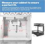 1 Pack-11.4"-16.14"H Under Sink Storage Organizer, Large 2-Tier Elegant Mesh Pull Out Shelf for Kitchen and Bathroom Cabinet 