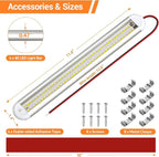 CT CAPETRONIX 12v Led Light Bar Strip, 80leds 1200LM 6.5W DC 12 Volt Led Strip Lights Fixtures with Switch, Enclosed Trailer Lights for RV Interior, Van, Truck Lorry, Camper, Boat, Caravan (4Pcs)