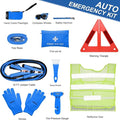 THINKWORK Car Emergency Kit for Teen Boy and Men's Gifts, Blue Emergency Roadside Assistance kit with 10FT Jumper, First Aid 