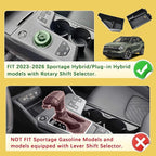 2PCS Center Console Organizer & Armrest Storage Box Compatible with 2023-2025 2026 Kia Sportage Hybrid/Plug-in Hybrid Accessories (with Rotary Type Transmission ONLY), ABS Middle Console Insert Tray