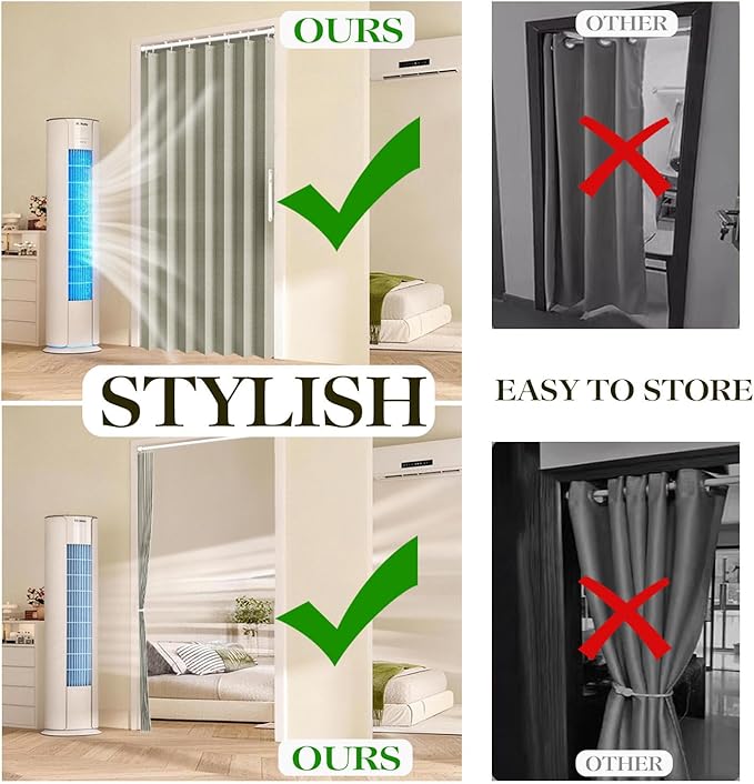 JILRON 100% Blackout Fabric Folding Door Curtain with Magnetic Closure - Accordion Style for Sliding Doors, Closets,Wardrobe 