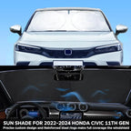 Sunshade for Honda Civic 2022-2025 2026 Sun Shade, Front Window Sun Visor Windshield Cover Custom Fit Civic (Not for 2022 Sport) Sedan, LX, EX, EX-L,Touring Keep Cool Car Accessories Blocks UV Rays