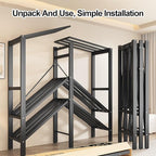 Portable Foldable Wardrobe Closet with Cover, 1200lbs Garment Rack for Hanging Clothes, Enclosed Coat Storage Organizer with 