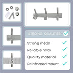 Small Coat Rack Wall Mount – Brushed Nickel 9 Inch Stainless Steel Hook Rail with 3 Heavy Duty Double Coat Hooks – Wall Mount