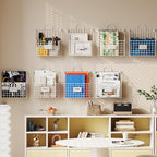 Yuzehuaza Wall File Organizer Metal Hanging File Organizer,Wall Mount File Holder, Magazine Rack and Mail Holder with Hooks f