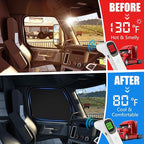 Side Window Sun Shade for Freightliner Cascadia 2018-2026, Custom Fit 210T Reflective Sunshade for Semi Truck, 6-Layer Heat Insulation Privacy Protector, Block 99% UV Rays, 2PCS